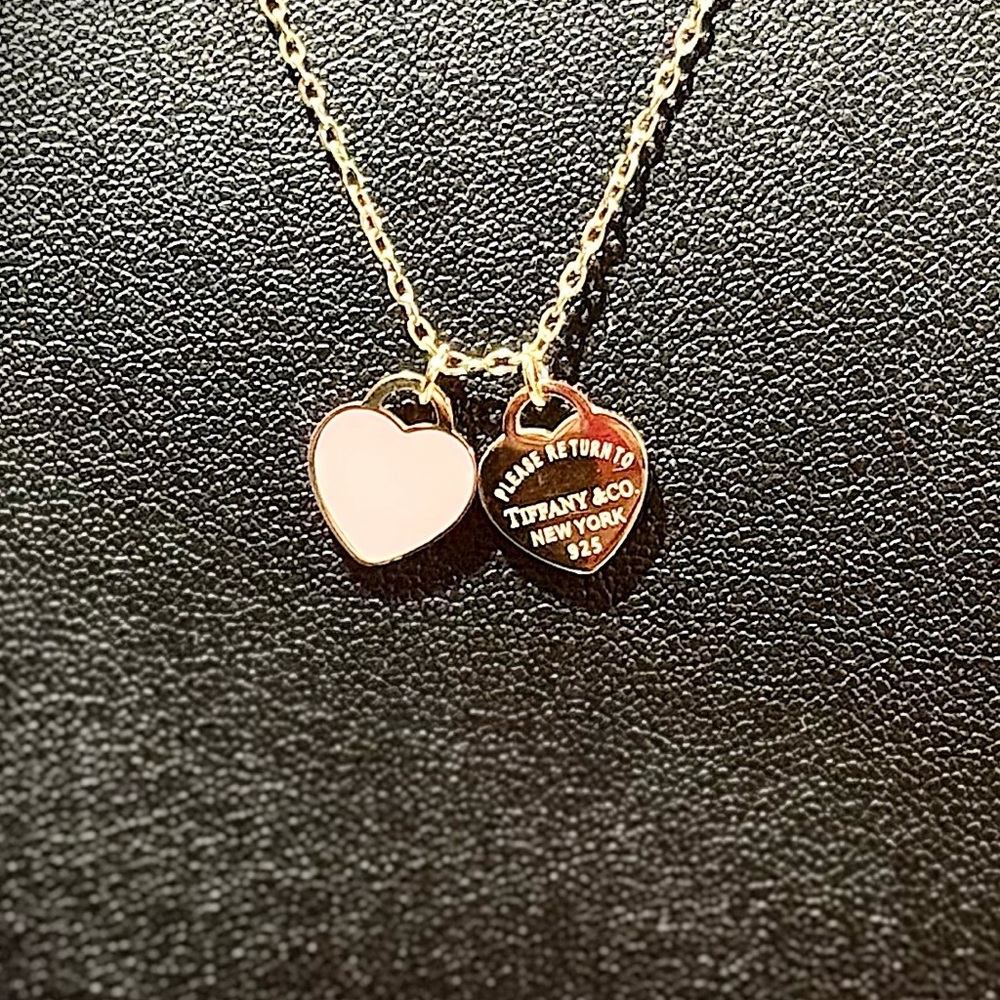 Gold and Pink Heart Pendant Necklace - Picture 3 of 5